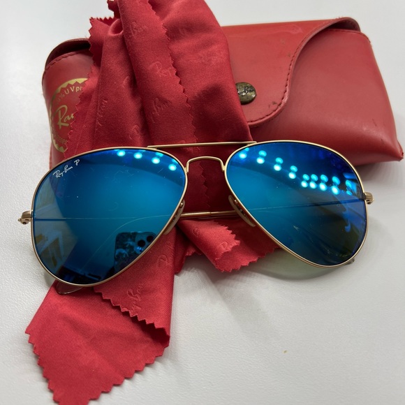 RayBan Accessories Ray Ban Blue Mirrored Aviators Blue Aviator Flash Lenses Poshmark